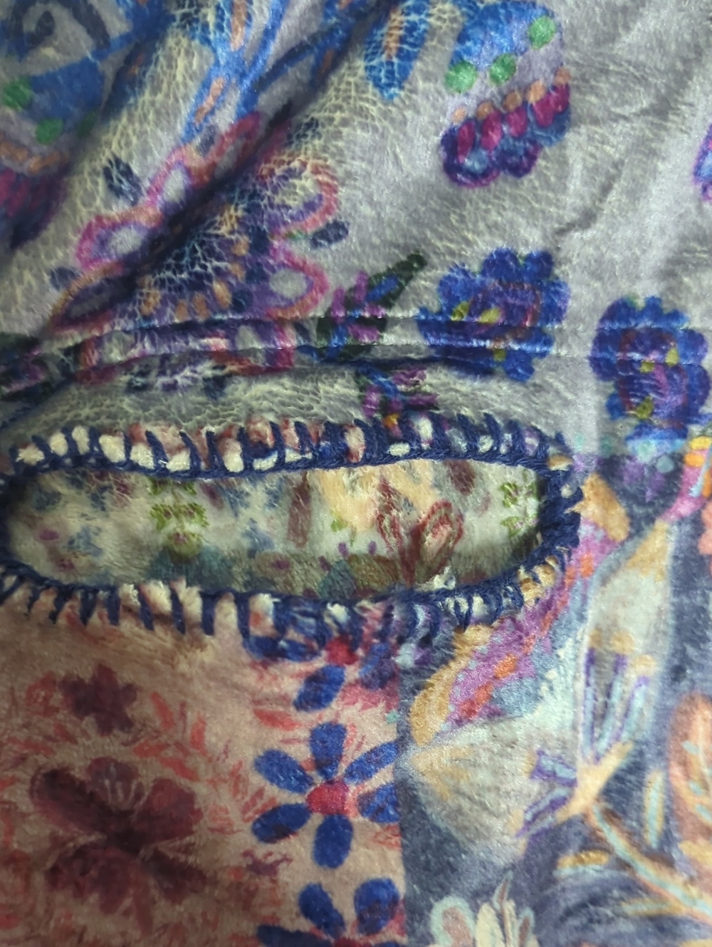 Natural Life Womens Hooded Blanket Robe Boho Jewel Tone Gypsy Floral Medium Smal - Picture 6 of 16